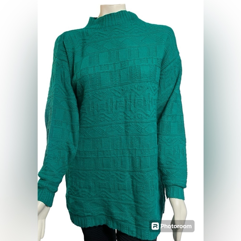 Beldoch Popper Long Vintage Green Sweater Sz Small